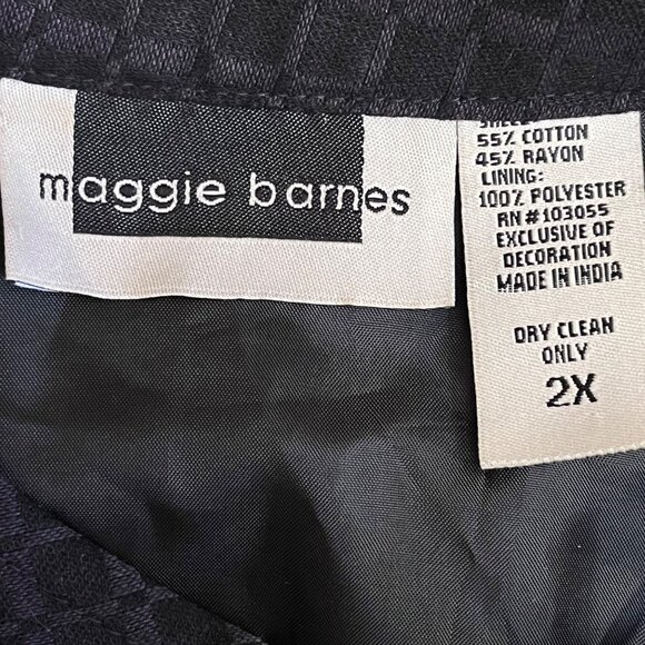 Maggie Barnes 2X Black Blazer Jacket  Pink Floral Embroidery Glass Bead Closures - Picture 7 of 7